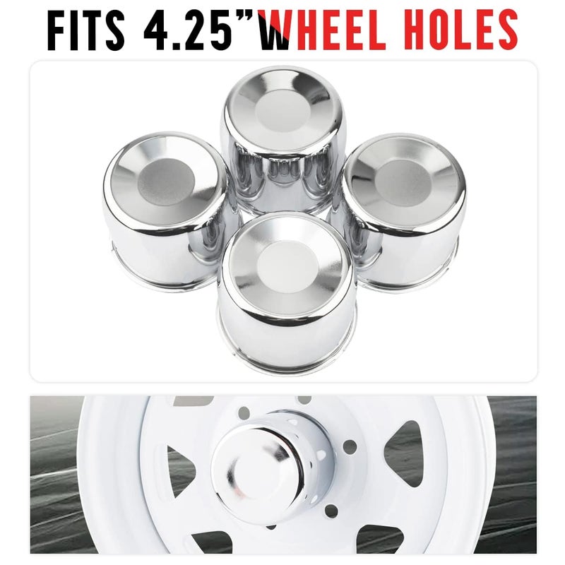 RTRHINOTUNING 4Pcs 4.25inch Push Through Wheel Center Caps for Truck Trailer Wheels Rim 4.25" Bore 3.66" Tall Wheel Hub Covers - Image 4